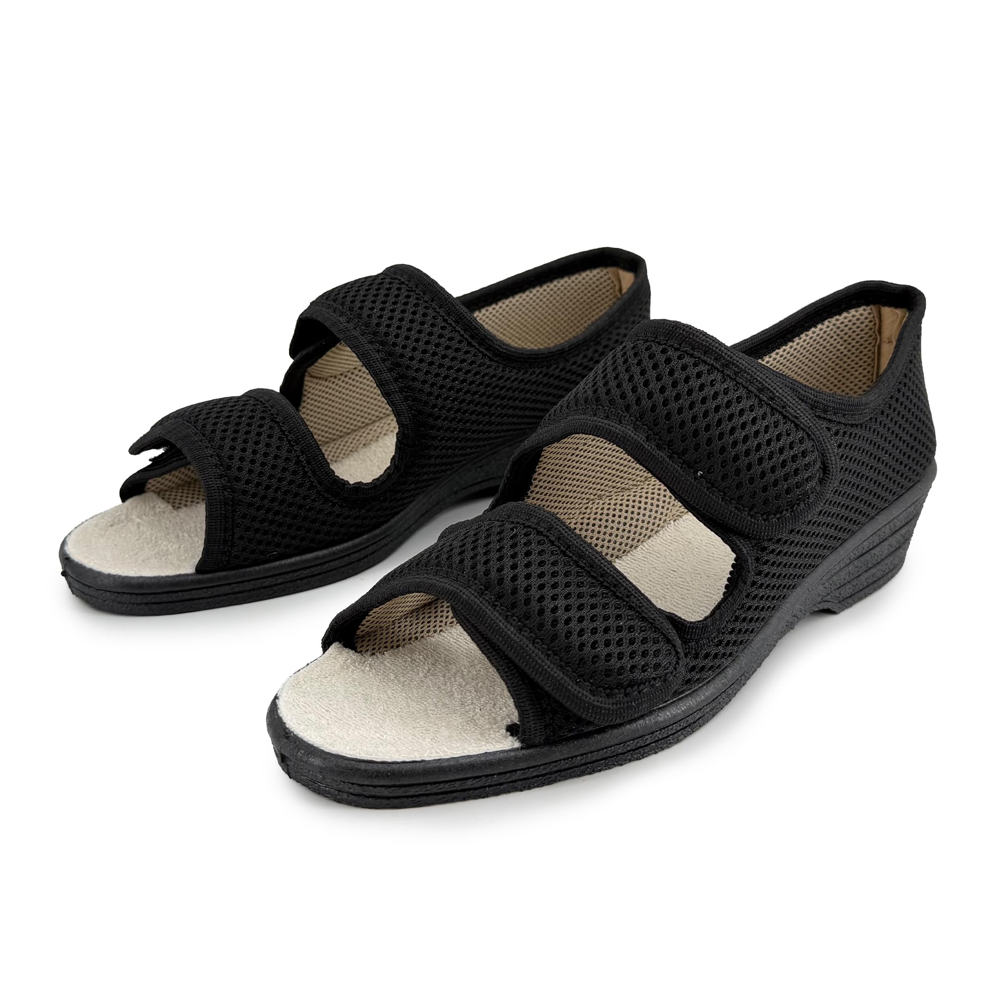 JOMIX Ciabatte Donna Estive con Strappo Pantofole Casa Morbide Regolabile Tomaia in Rete Traspirante Tallone Chiuso Stabile e Zeppa Bassa Comfort