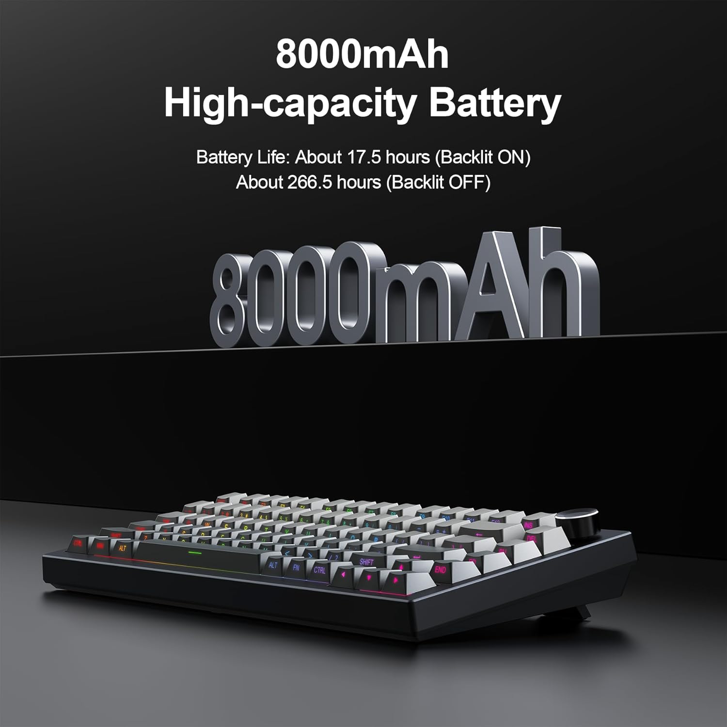 Gurjot Wireless Mechanical Keyboard, 75% Hot Swappable Custom Keyboard with Knob,PBT Keycaps,BT5.0/2.4GHz/USB-C,RGB Backlit, Mechanical Gaming Keyboards for PC/Tablet/PS/Xbox