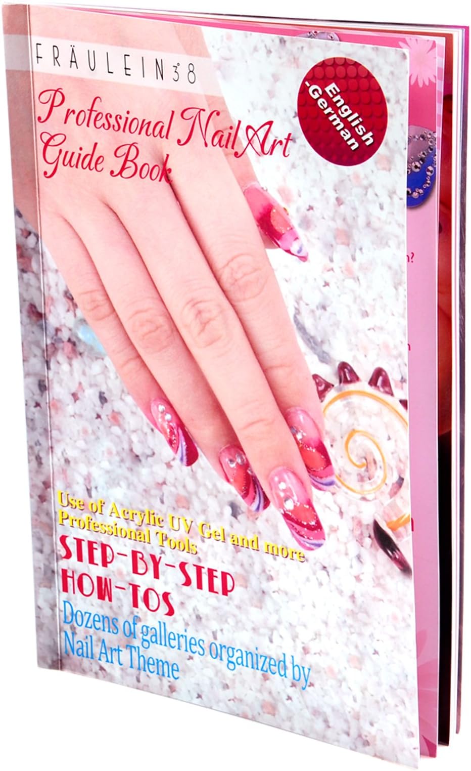 SurePromise Professional Nail Art Guide Book DIY UV Gel 3D Nail Design Glitters Rhinestones Painting Step by Step Instruction English-German Bilingual Version for Beginners