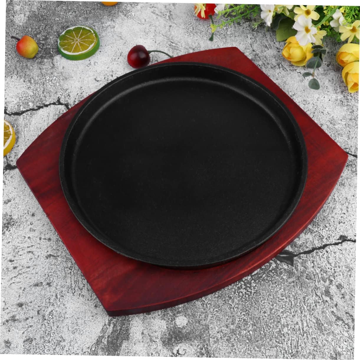 1Pc Non Stick Roasting Tray Heavy Duty Cast Barbecue Dish for Frying Roasting for Teppanyaki Steak Cooking Stain Resistant Round Baking Pan
