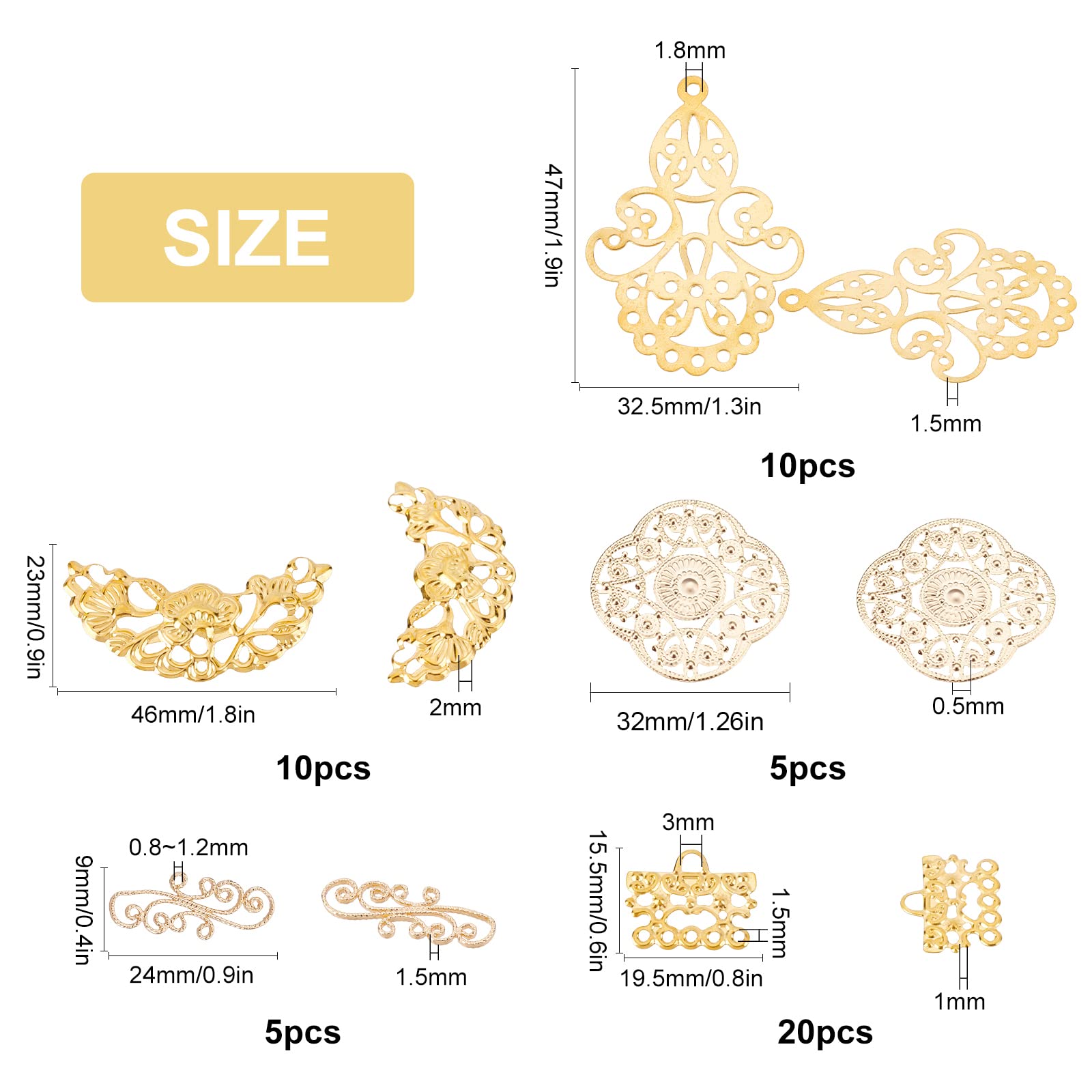 SUNNYCLUE 50Pcs Real 18K Gold Plated Bow Earring Posts - Cute Bowknot Studs With Ear Nuts For DIY Jewelry Making