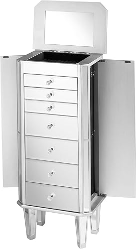 Miniatura 5 de SEI Furniture Armario de joyería espejada Southern Enterprises Margaux MirroredArmoire, plateado, (AMZ2157SJ)