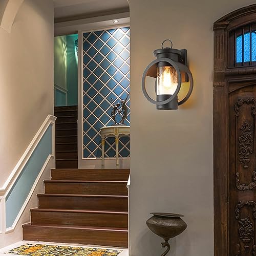 Miniatura 6 de Lámparas de pared para exteriores e interiores, faroles de pared impermeables para exteriores, iluminación de pared de vidrio transparente,