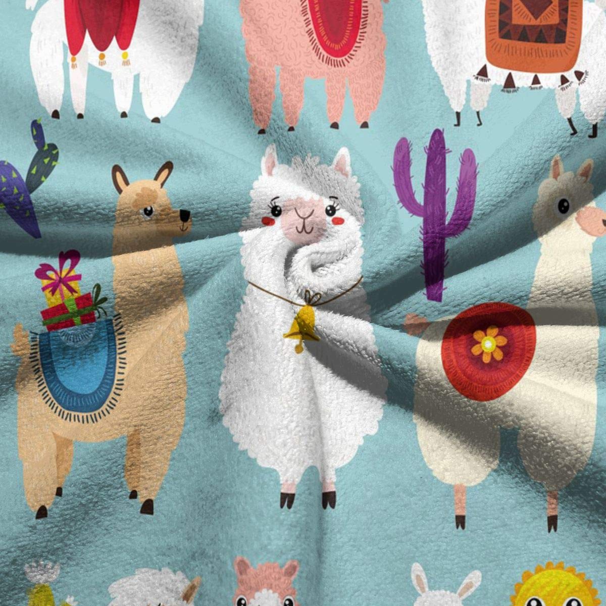 Lama Bademantel Blau Weiß | Weicher Spa Bademantel | Für Damen & Herren