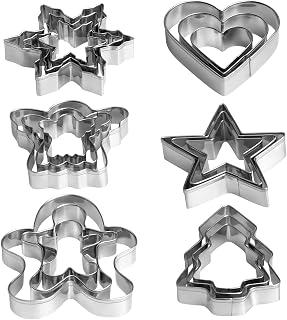 YXCLIFE 18-Piece Christmas Cookie Cutters Set - Stainless Steel Gingerbread Man, Snowflake, Tree, Heart, Star, Angel Shapes for Holiday Baking