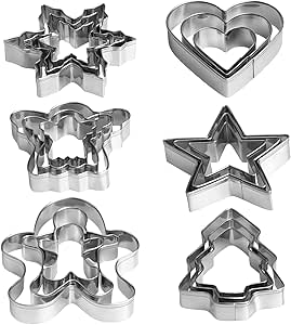 Christmas Cookie Cutter Set - Gingerbread Man, Snowflake, Christmas Tree, Heart, Star, Angel - 18 Piece Christmas Cookie Cutters, Cookie Cutters Christmas Shapes for Holiday Winter Baking