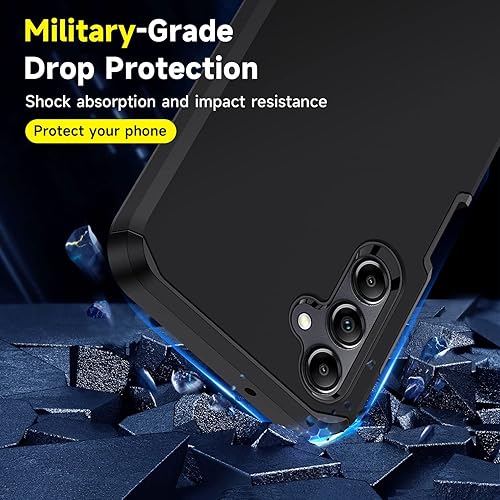 Miniatura 5 de Huness Funda para Samsung Galaxy A13 5G  protector de pantalla de vidrio templado duradero de fibra de carbono antiarañazos antihuellas bolsa de