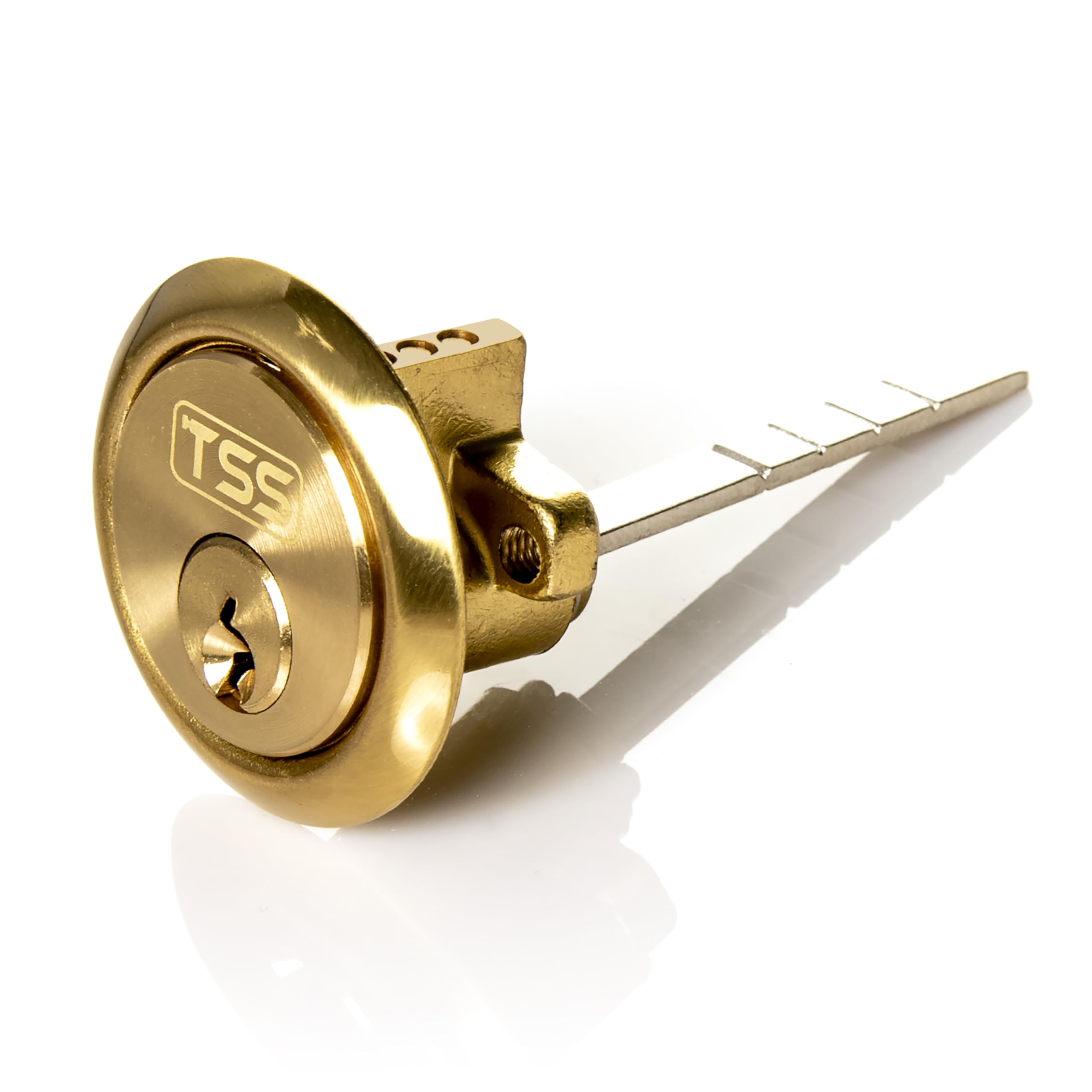 TSS Replacement Locking Rim Cylinder Lock, Supplied with 3 Keys. Lock Barrel and Keys Set for Nightlatch Lock/Rim Locks. (Brass)