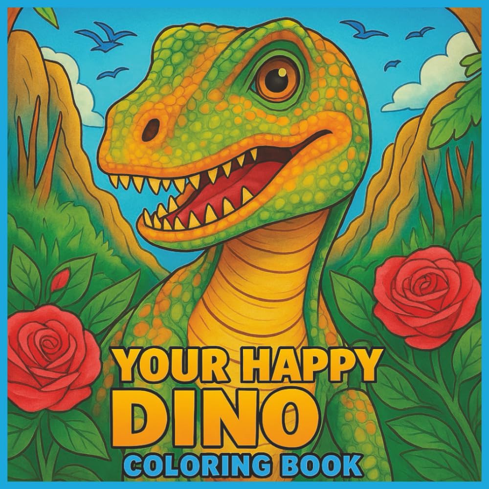 YOUR HAPPY DINO COLORING BOOK: 40 Smiling Dinosaur Portraits for Kids to Color and Enjoy (Terry's Happy Coloring Books)