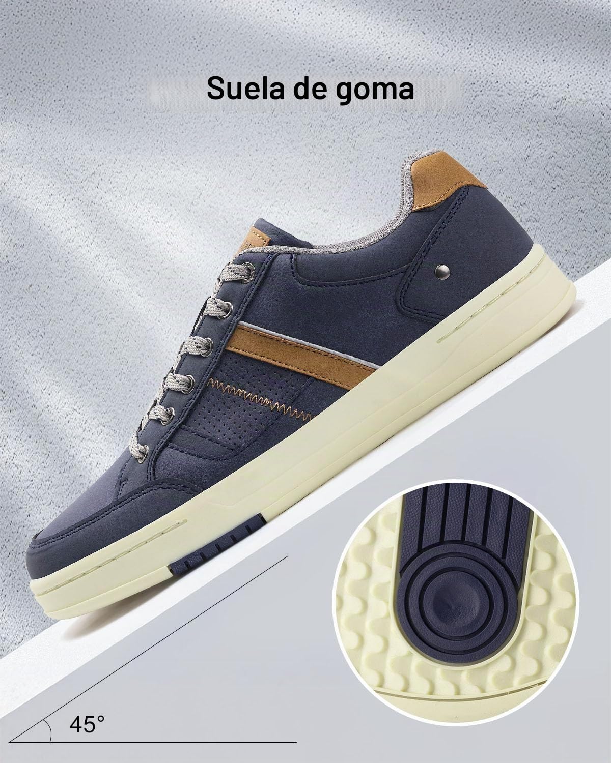 LANGDU Zapatillas Hombre Zapatos Vestir Casual Calzado Running Sneakers Deportivas Transpirables Zapatilla Moda Tamaño 41-46EU (45EU,Azul Marino 05)