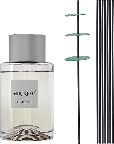 Miniatura 3 de Airkeep Juego de difusor de junco, 6.7 onzas, difusor de aceite de madera de cedro y varillas difusoras de varillas para decoración del hogar, baño,