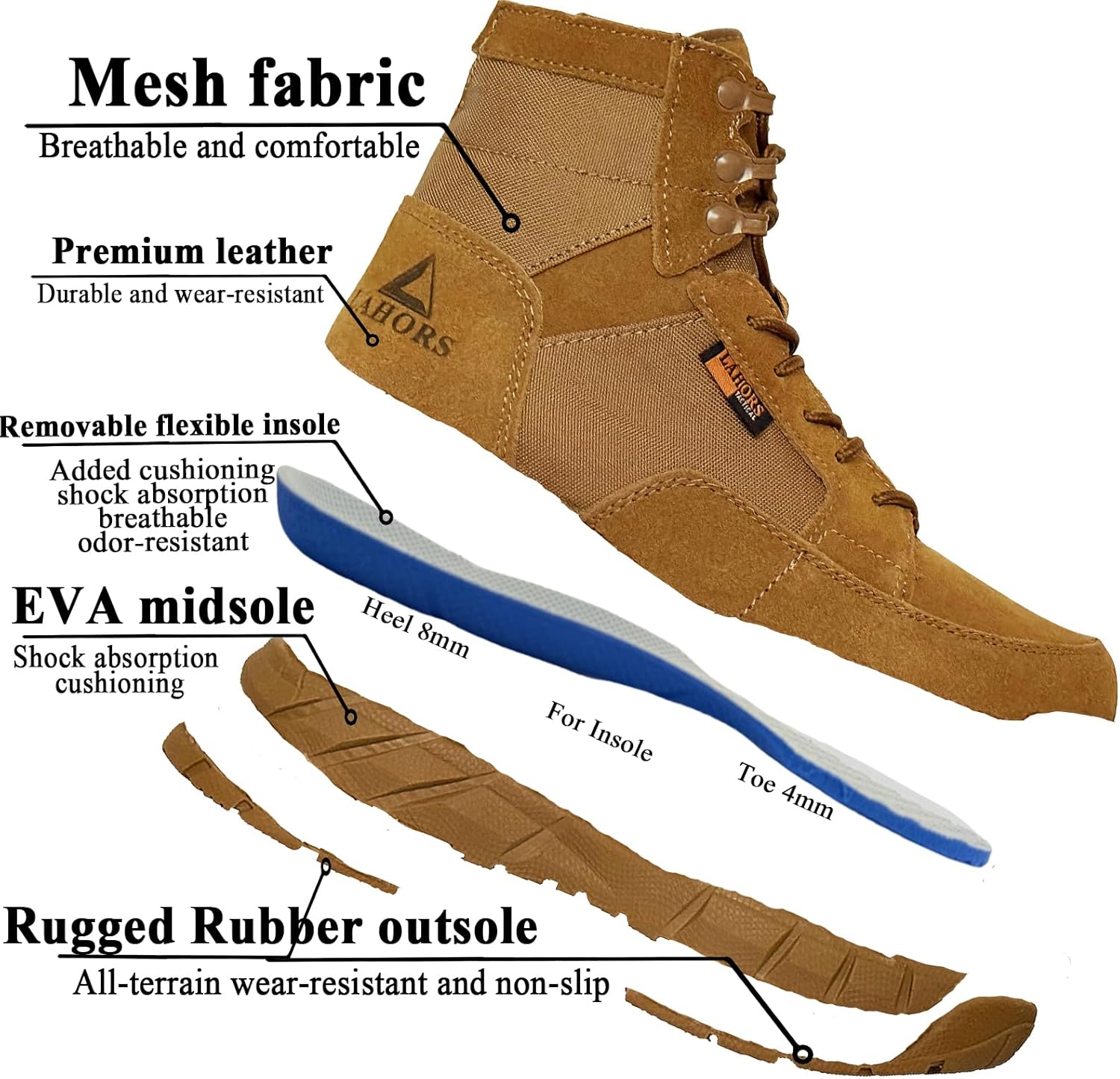 6 Inch Lightweight Mens Tactical Shoes Combat Boots Coyote Boots Military Training Lace Up Outdoor Hiking Breathable Army Shoe - Image 2