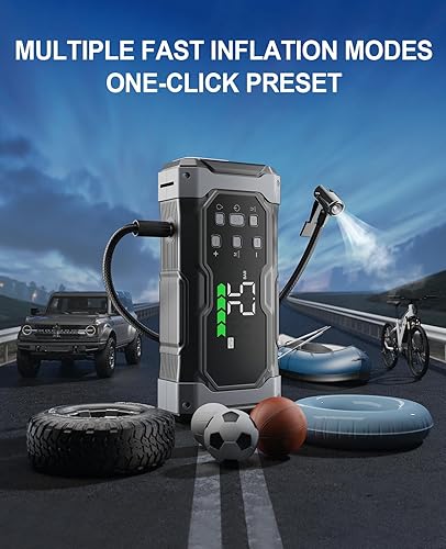 Miniatura 3 de Arrancador de 9000 A con compresor de airedeflector de 150 PSI, amplificador portátil de 12 V para automóvil (todo a gas14 L diesel), paquete de