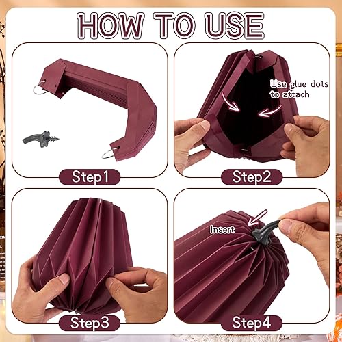 Miniatura 3 de 4 centros de mesa de papel de calabaza, decoraciones de mesa de otoño para Acción de Gracias, fiesta de otoño y decoración del hogar, calabazas de