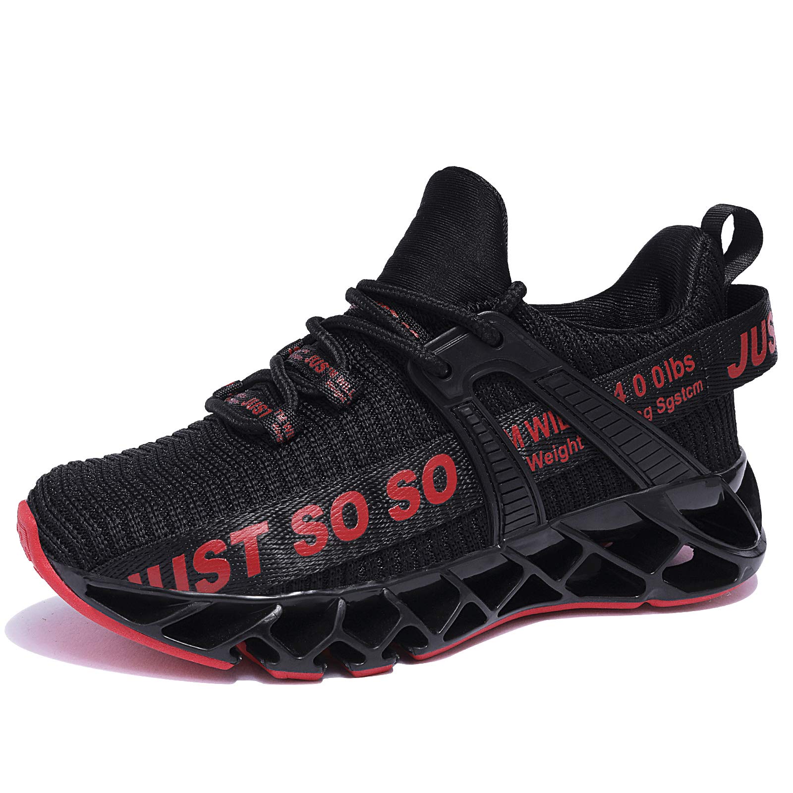 COKAFIL Boys Girls Running Shoes Tennis Lightweight Sneakers for Little Kids/Big Kids, Black Red, 6 Y/37 EU