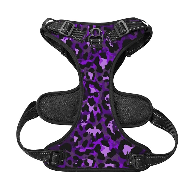Foto 5 de 8 de Arnés para Perros con Estampado de Leopardo y Guepardo Morado, Suave y Transpirable