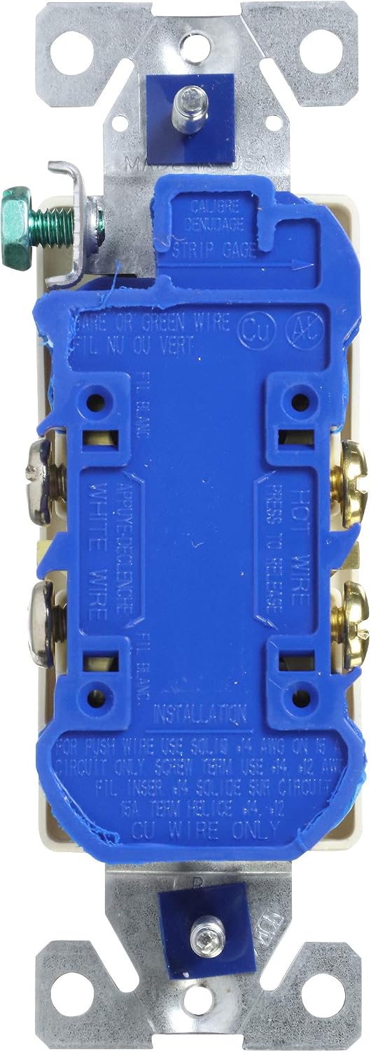 EATON Wiring TR1107LA Tamper Resistant Decorator Duplex Receptacle, Light Almond