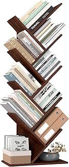 Tree Bookshelf, 9-Tier Bookcase, Large Bookshelf, Space-Saving Corner Shelf, Book Tree, Holds Books, CDs, Games, for Bedroom, Living Room, Home Office, Walnut Color ULBC11BY