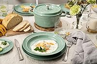 Vista 2 de STAUB 9.4 Inch Sage Green Ceramic Deep Plate, Pasta & Soup, Microwave Safe