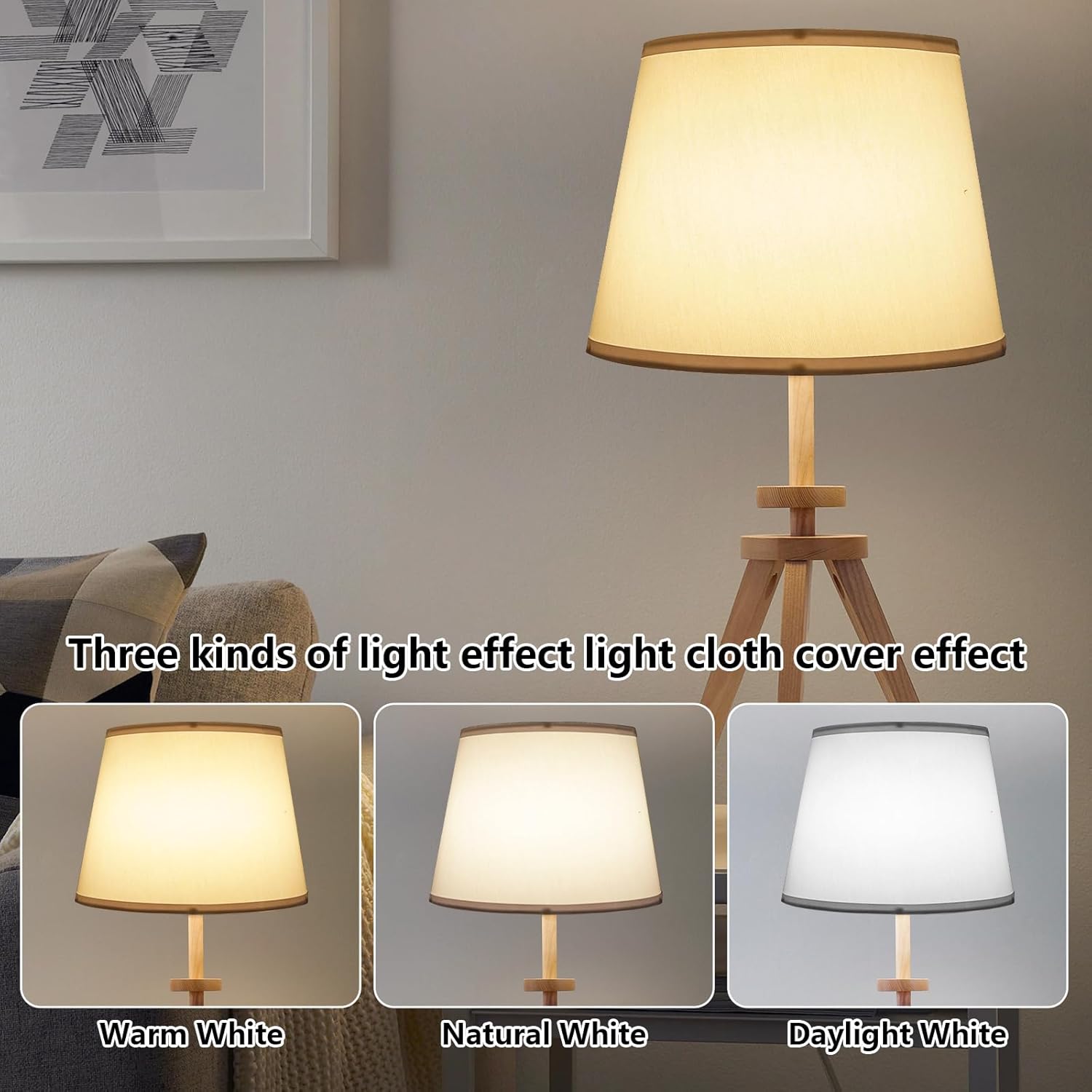 Lamp Shades Set of 2, White Large Lampshades 10" Top x 13" Bottom x 10" High (Spider), Drum lampshade Natural Linen Hand Crafted for Table Lamps Floor Lamps, Easy Assembly Required
