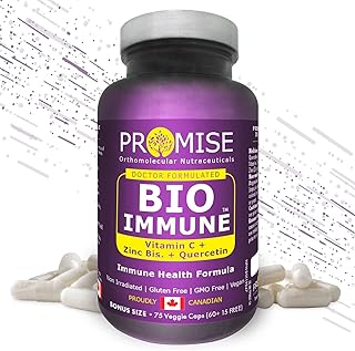 Promise Bio Immune - Vitamin C with Quercetin and Zinc - Complete Immunity Formula - Daily Immune System Support Supplement - Natural Antioxidant Formula - 75 Capsules