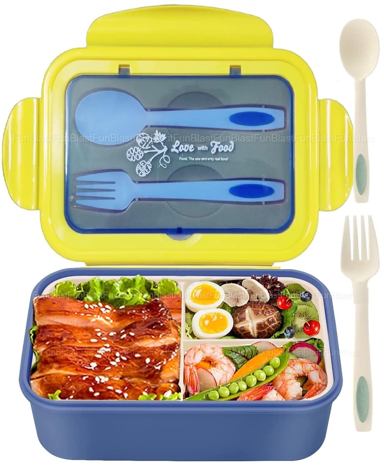 FunBlast Lunch Box, 3 Compartment Lunch Box for Kids, 1400 ML Lunch Box