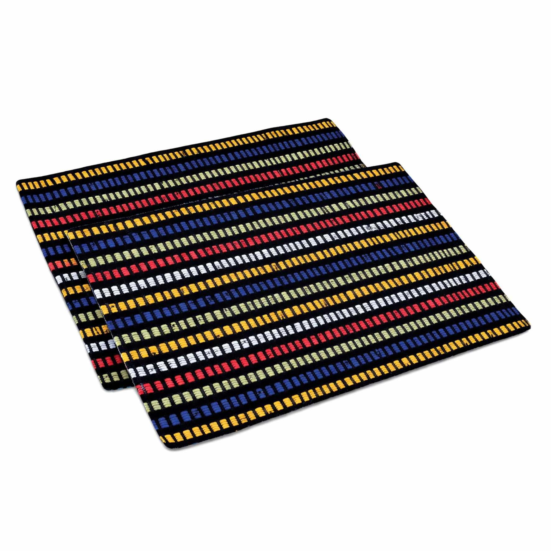 Voir Door Mat Set of 2, Anti-Skid Cotton Blend Kitchen Rugs, 60 x 40 cm, Multi Color Mix N Match Design, Super Absorbent Quick Dry Bath Mat | Soft Cotton Door Mat for Bathroom, Shower & Wash Area