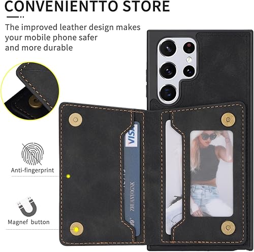 Miniatura 5 de Funda para Galaxy S24 Ultra 5G, diseño para Samsung S24U, funda de teléfono tipo cartera con función atril de piel sintética, ranuras para tarjetas,