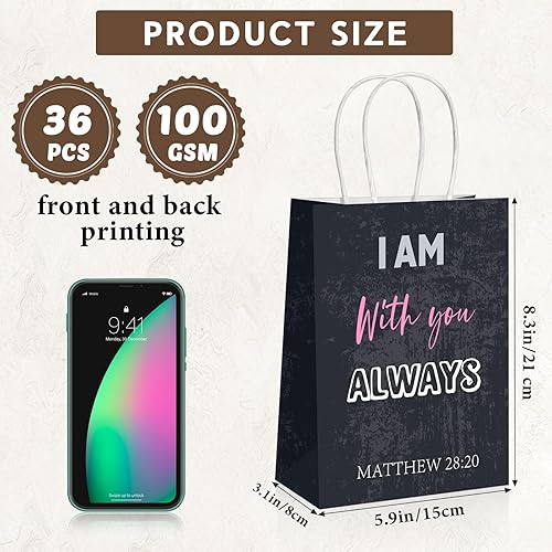 Miniatura 2 de Chiisong 36 bolsas de papel con versículos de la Biblia, bolsas de regalo de himno religioso, bolsa de regalo de bautismo, bolsa de regalo de