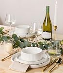 TheTerra Ceramic Dinnerware Sets for 4, 12 Pieces Porcelain Lightweight Plates and Bowls Sets, Scratch Resistant Dish Set, Oven & Microwave & Dishwasher Safe, Bright White