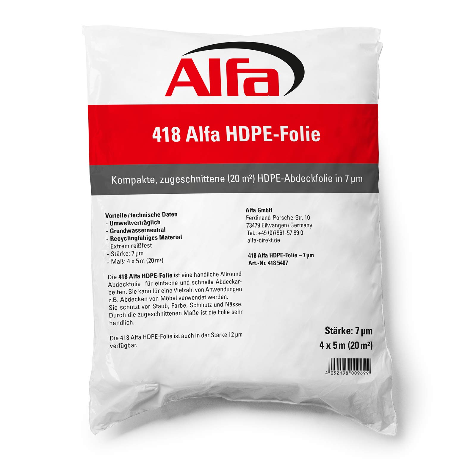 Alfa Bâche protection peinture – Intérieur & ext. – 2 x 5 m – 20 pièces