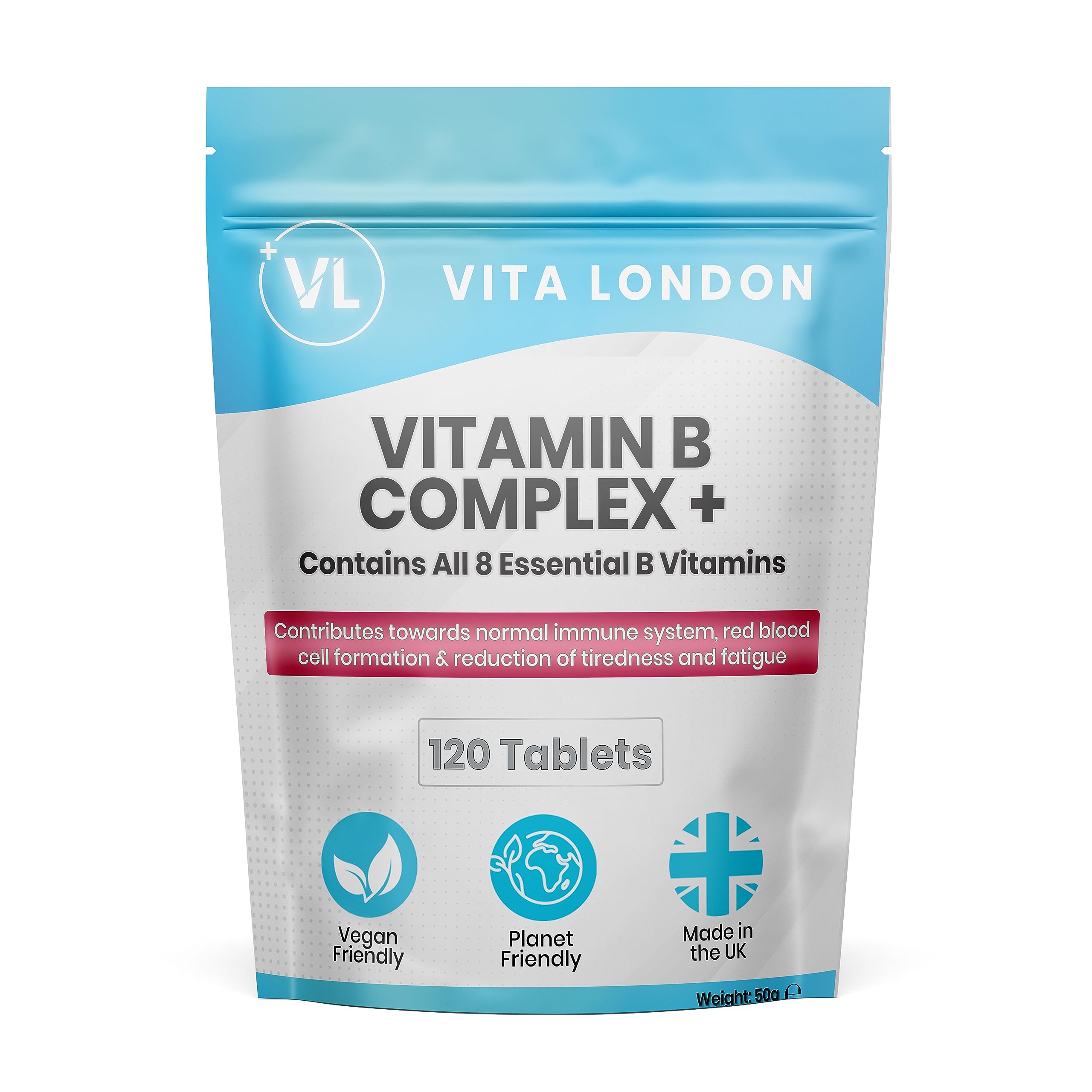 Vitamin B Complex High Strength | 120 Tablets (4 Month Daily Supply) 8 Essential Vitamins B1, B2, B3, B5, B6, B12, Biotin & Folic Acid | Vegan, Made in UK