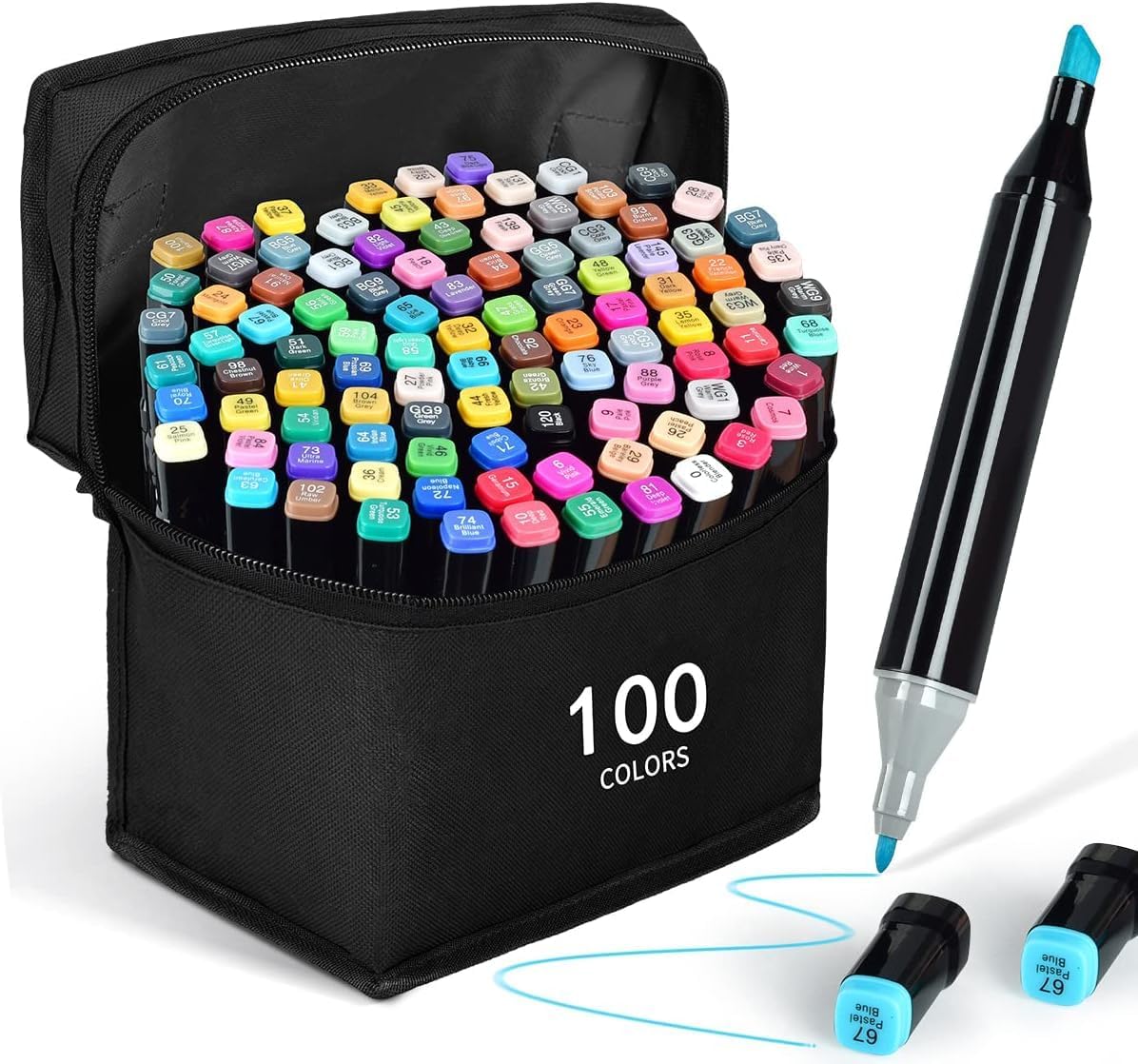 Corslet 100 Pcs Alcohol Markers Set Dual Tip Brush Pens Colour Sketch Pen Set for Kids Markers for Drawing Calligraphy Pens Set for Beginners & Professionals Art Supplies for Artists & Hobbyists