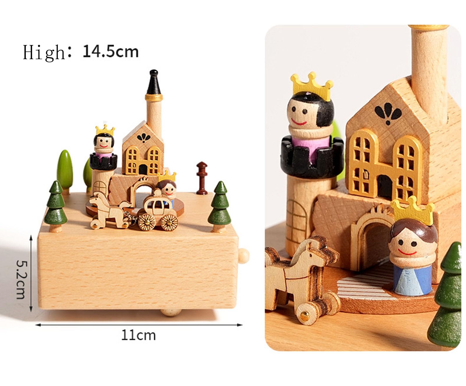 Cassa Musicale a Forma di Carrozza di Legno, Decorazione da Scrivania da Collezione