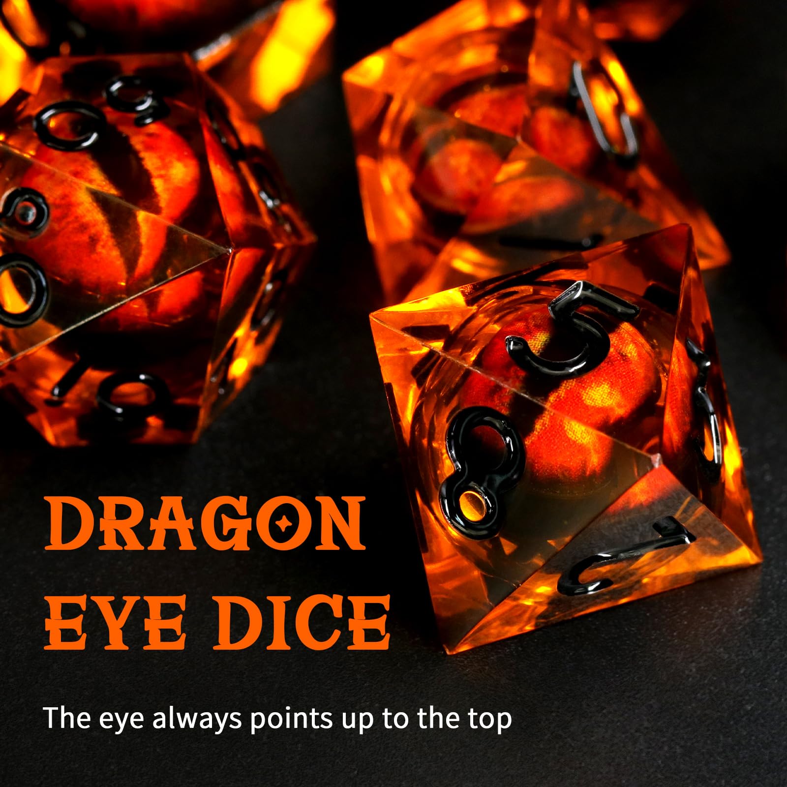 FONVGOGO DND Dice Set Dragon Eye Resin Liquid Core Dungeons and Dragons Dice 7 Pieces Polyhedral Sharp Edge D and D Dice for Role Playing Game - Image 3