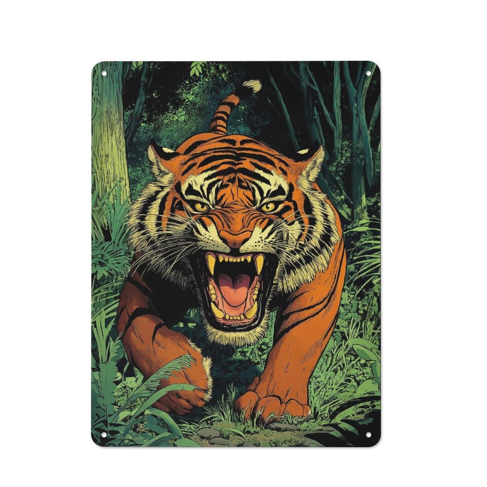 Tiger Jungle Metal Wall Plaque for Travel Lovers, Birthday, Housewarming Or Christmas Gift, 40x30cm