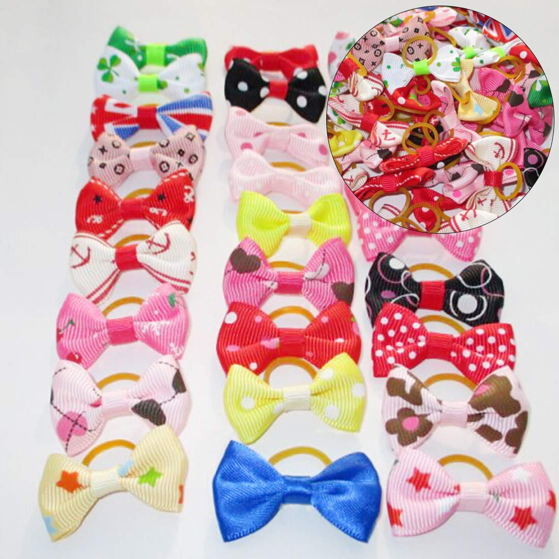 Dog Hair Bows with Rubber Bands Grooming Accessories Cute Headwear for Small Pet Cats Dogs HairNice and Attractive