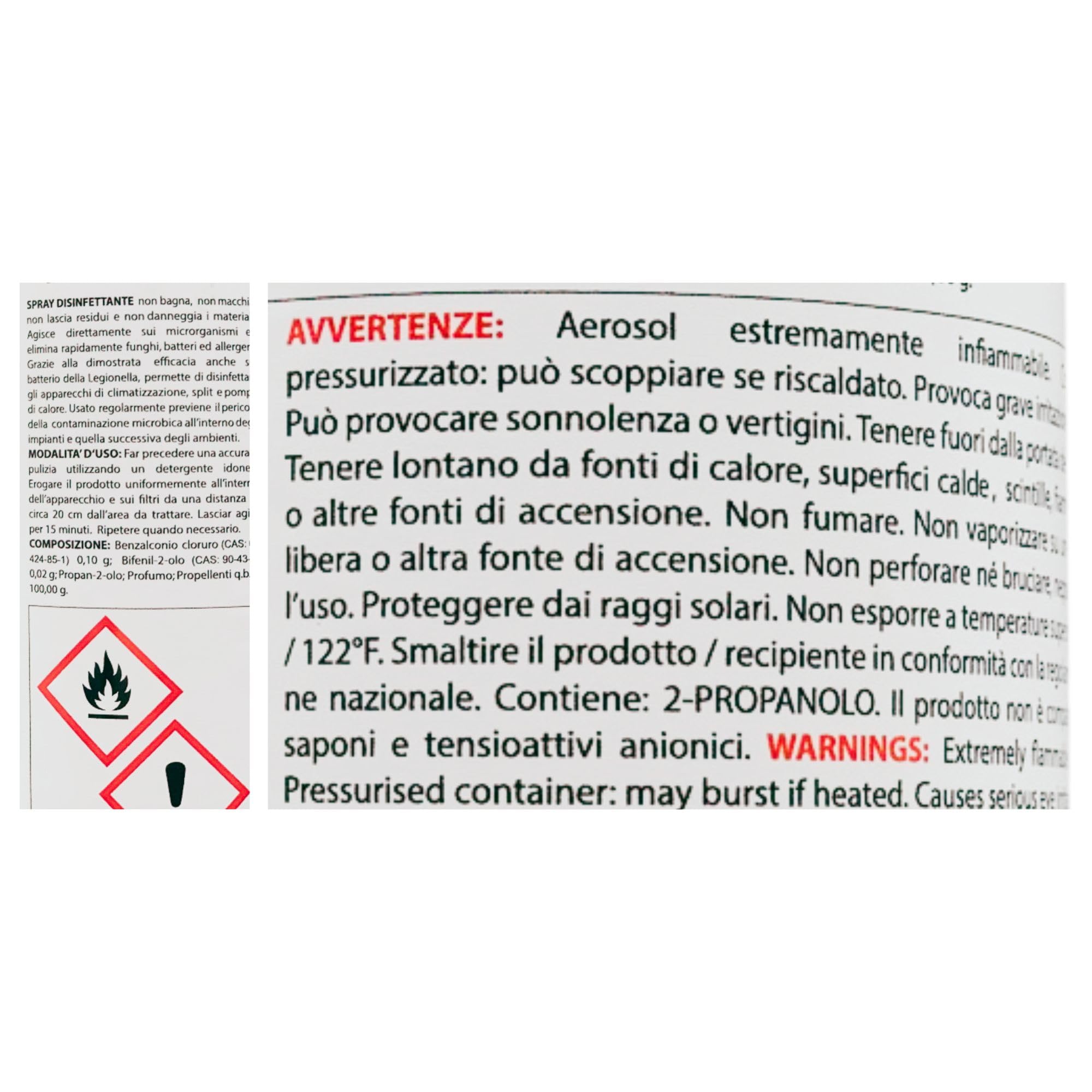 Spray Igienizzante Per Climatizzatori, Adatto Anche per Sistemi di Condizionamento Dell'Aria, con Azione Deodorante, Formato da 400ml + 100pz Guanti HDPE Monouso (2 Spray + Guanti Monouso)