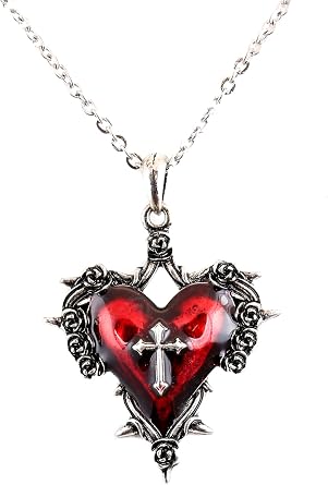 Sacred Heart Gothic Cross Rose Thrones Pendant Alternative Steampunk Necklace