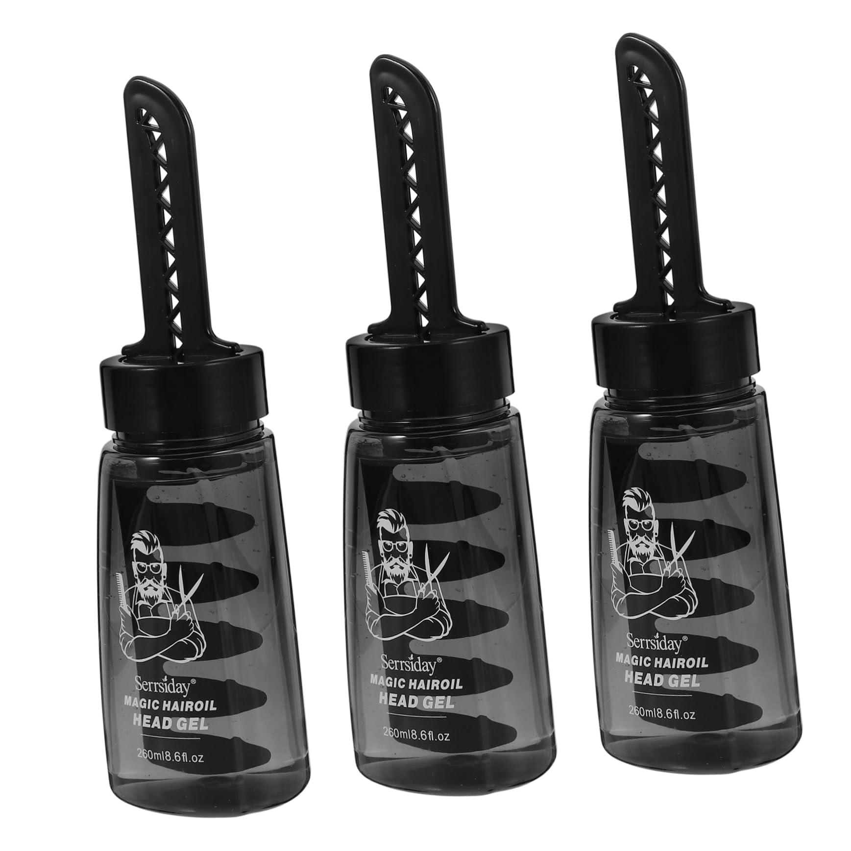 Healvian 3piezas Botella De Gel Cabello Vacía Rellenable Con Peine y Aplicador De Gel Fijador Pelo