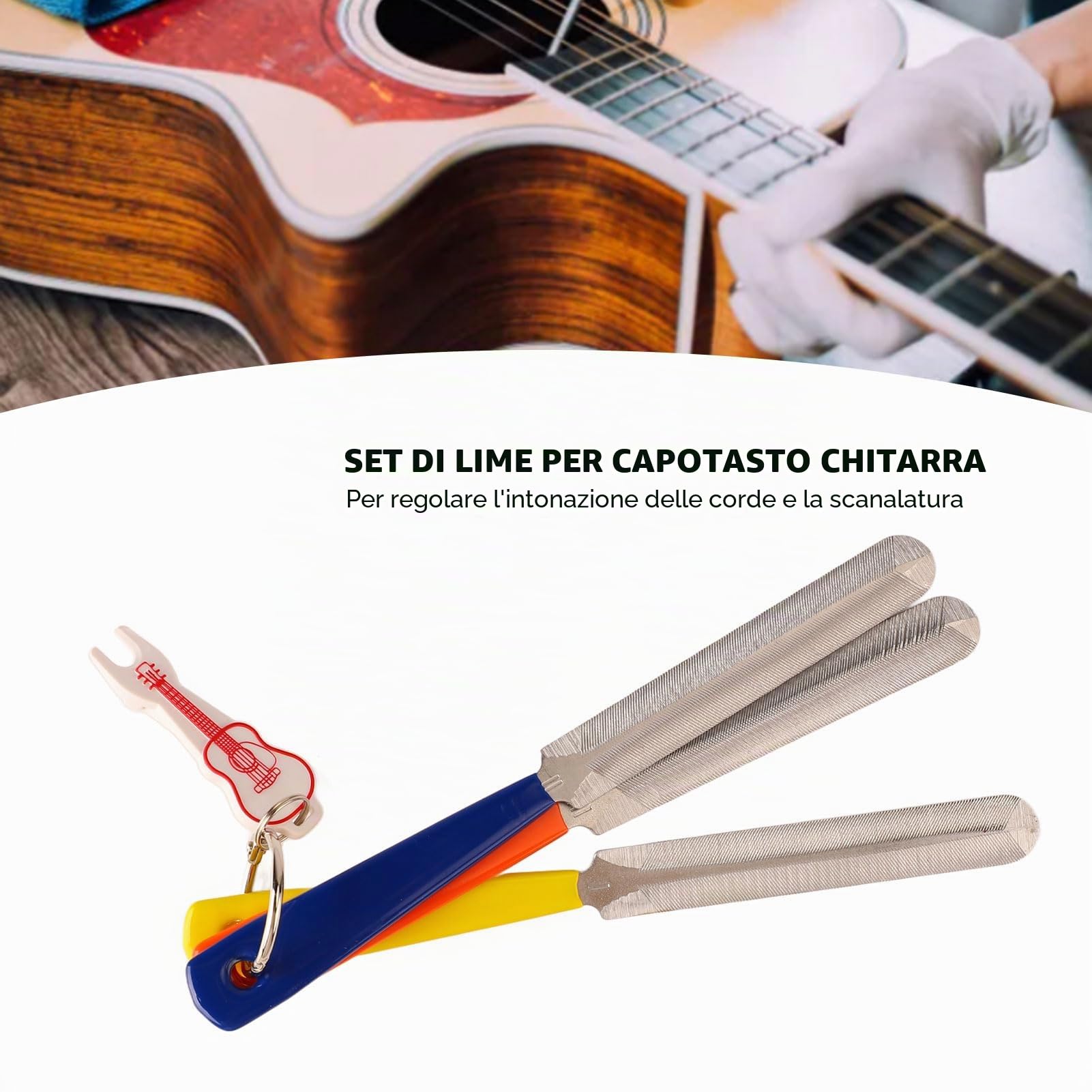 Lima per Capotasto per Chitarra, File per Incoronazione di Tasti in Acciaio Inossidabile Strumenti per Liutaio File per Chitarra Elettrica Strumento Portatile per la Regolazione