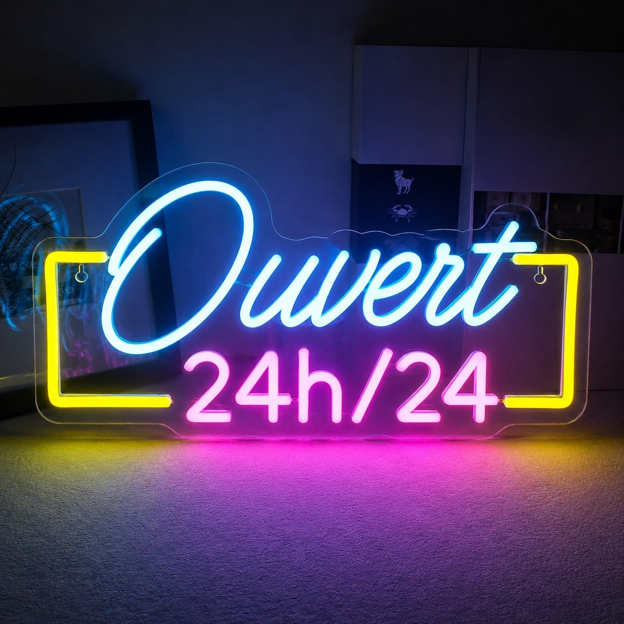 Signs Lamp "Ouvert 24h/24" Neon Sign Dimmable