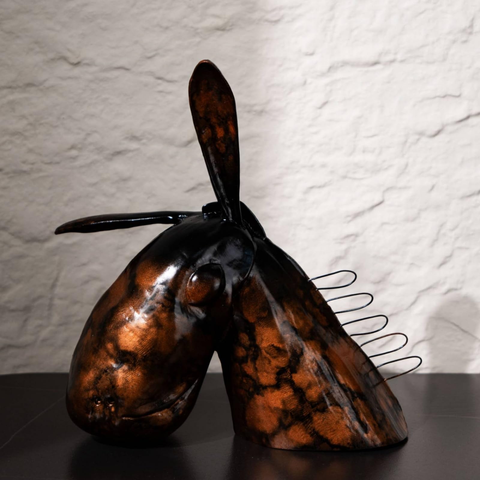 Escultura Artístico | Acabado Brillante Veteado, Figura Mesa, Minimalista, Estatua Animal, para Recibidor