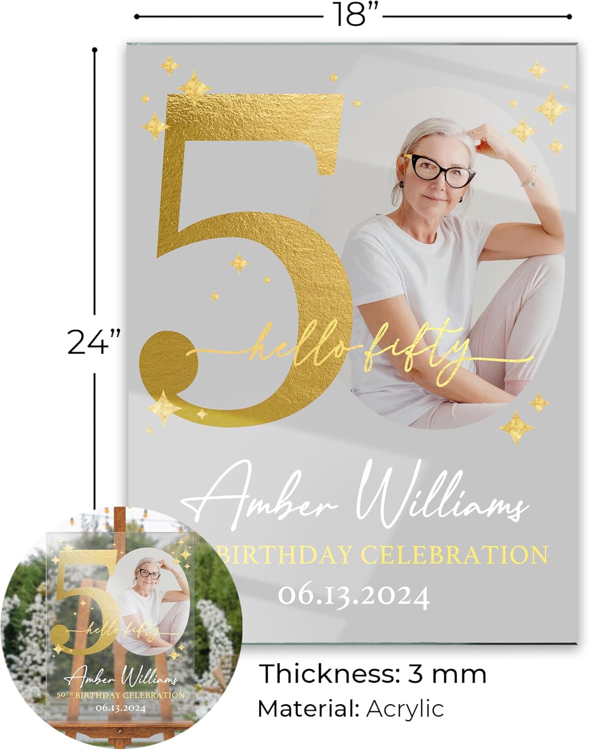 18"x24" Custom Welcome Sign for Party, Personalized Welcome Sign for Birthday Party, Custom Sign in Acrylic, Foam Board, or Coroplast Welcome Signs B (Design E)