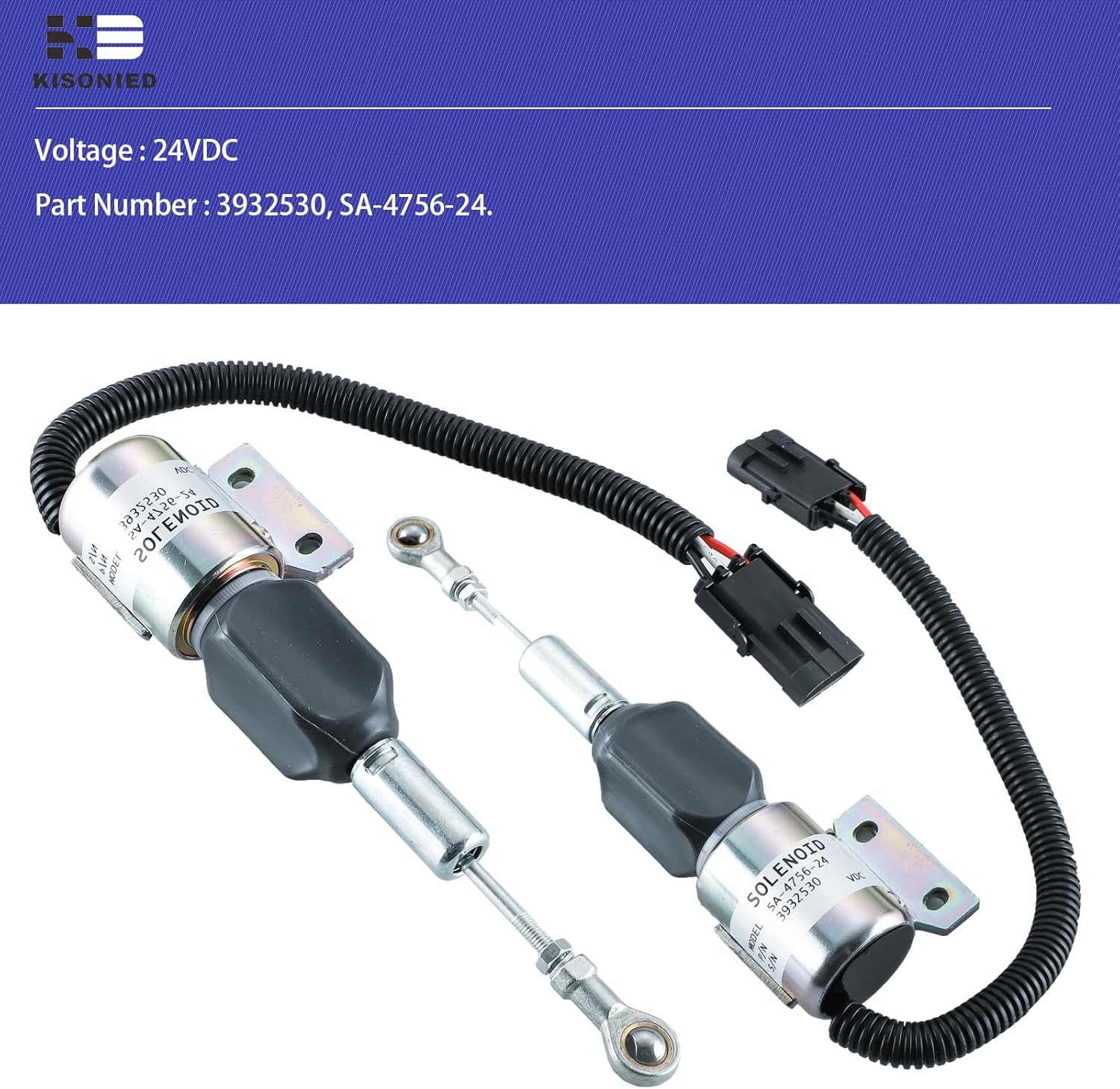 3932530 Fuel Shut Off Solenoid SA-4756-24 for Cummins Engine 4BT 5.9L, 6BT 5.9L Hyundai R220-5 R210-3 R220-5 Excavator Komatsu PC200-6 Excavator 24VDC