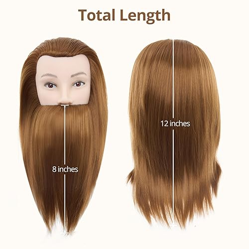 Miniatura 4 de Cabeza de maniquí masculino con cabello, cabeza de maniquí de peluquero de 10 pulgadas, cabeza de maniquí de peluquería de cosmetología para
