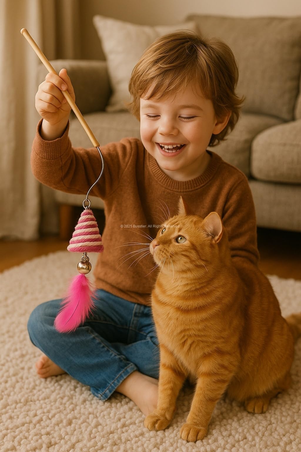 Busstier Koni Uçlu Kedi Oltası Dayanıklı Esnek Saplı Oyuncak Kediler İçin Etkileşimli Tüylü Oyun Çubuğu Kırılmaya Dayanıklı Kedi Egzersiz Oyuncağı
