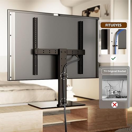 Miniatura 3 de FITUEYES Soporte universal de TV para televisores de 27 a 60 pulgadas, altura ajustable, soporte de TV con base de vidrio incrustado, soporta 88