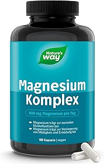 Magnesium Complex Kapseln | 400 mg Magnesiumkomplex hochdosiert mit Magnesium Bisglycinat Magnesiummalat Magnesiumascorbat Magnesiumcitrat und Magnesiumoxid | vegan | 180 Stk für 90 Tage
