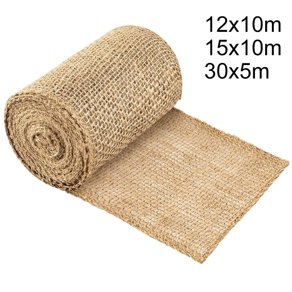 Rouleau de toile de jute naturelle 15 cm x 10 m pour protéger les troncs d'arbres et arbustes